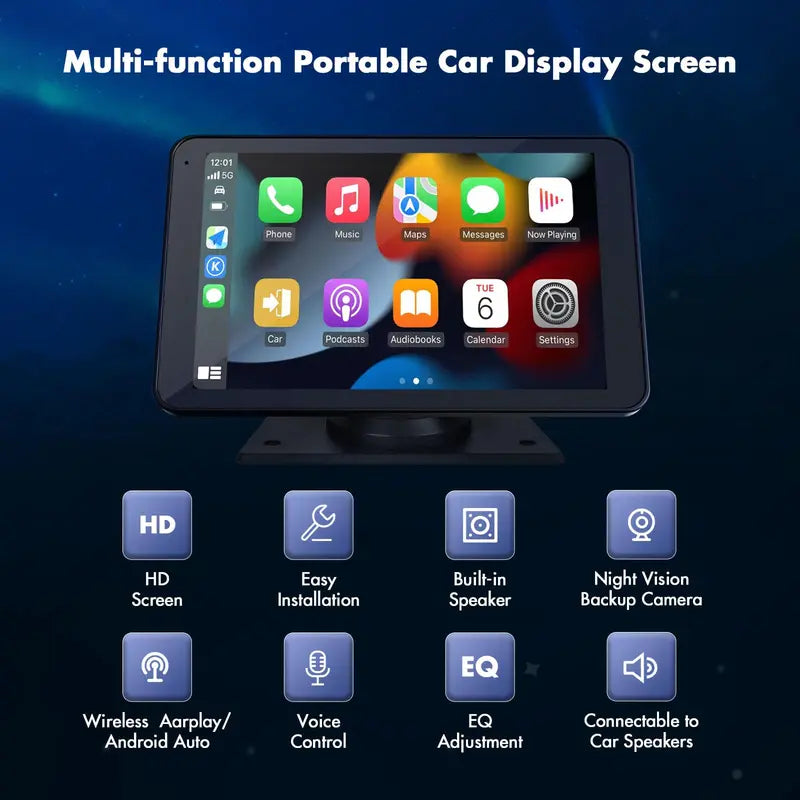 Portable CarPlay & Android Auto Screen