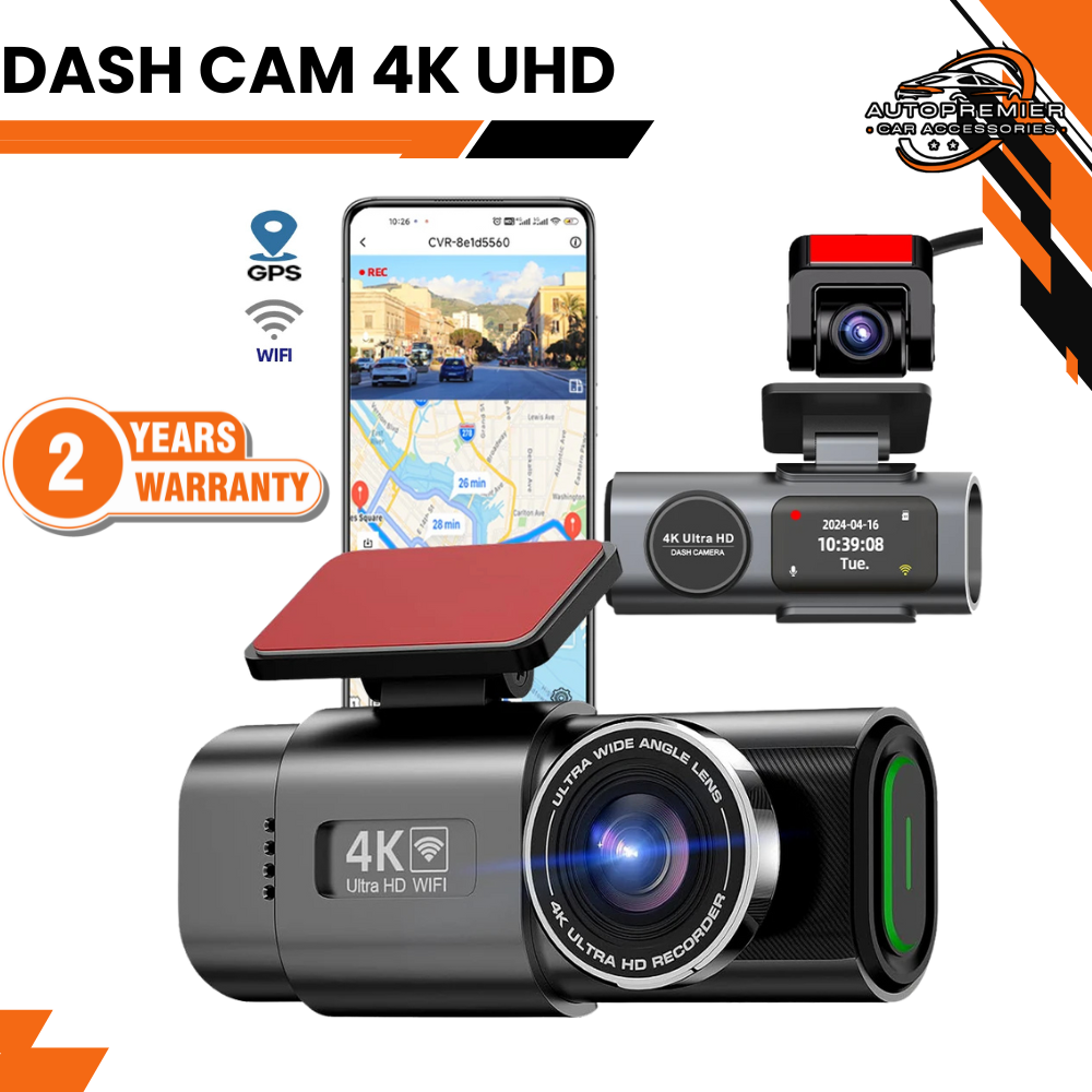 Dash Cam 4K UHD Recording Car Camera DVR Night Vision Built-In Wi-Fi